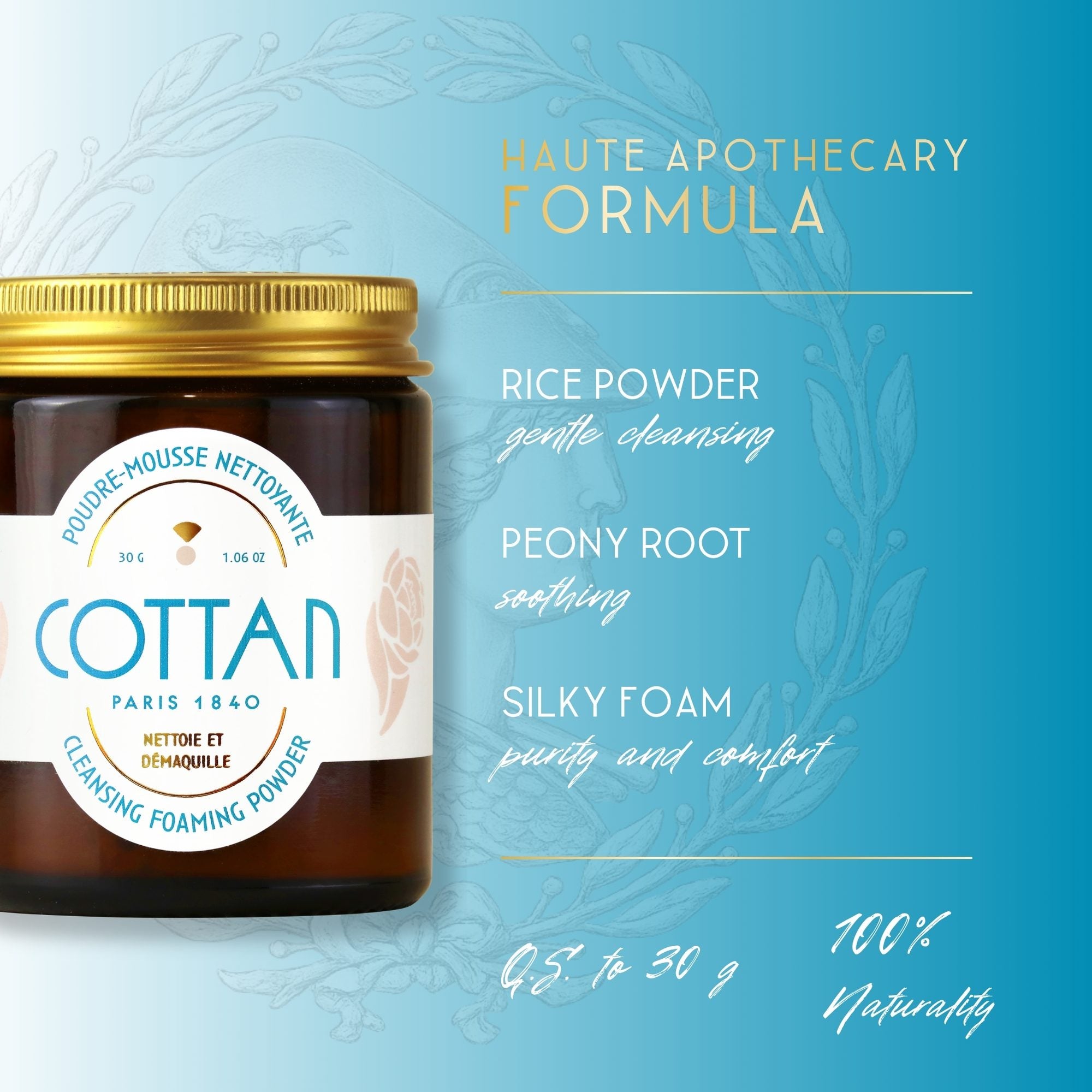 Poudre-Mousse Nettoyante COTTAN — composition et actifs (version anglaise)